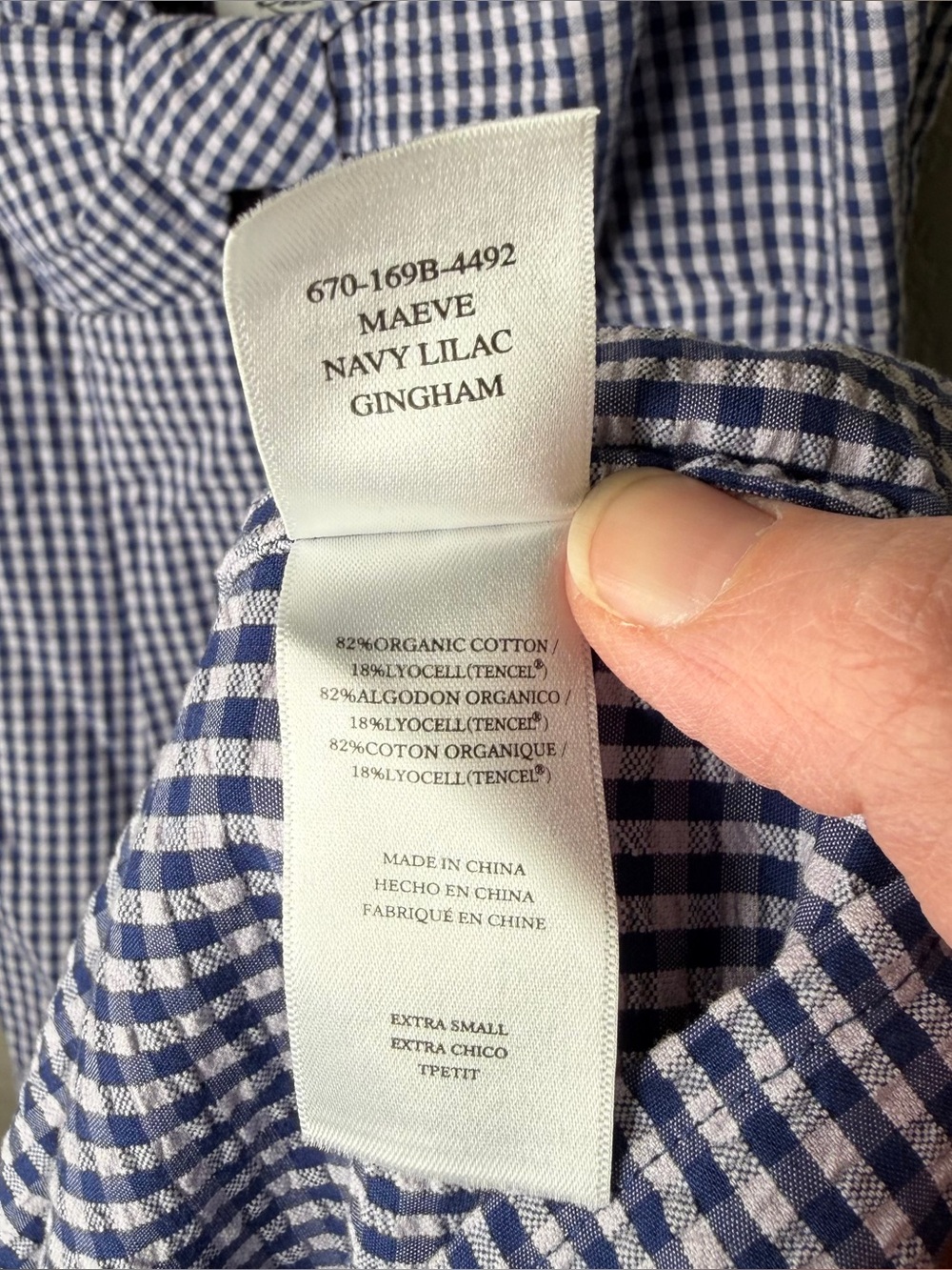 Rails Maeve Midi Dress Size XS Navy Lilac Gingham Bow Cut Out Organic Cotton - Picture 12 of 13